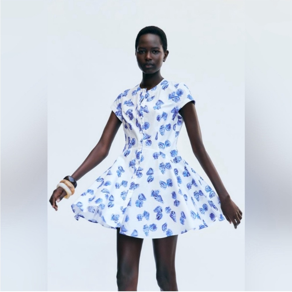 Zara printed poplin short dress